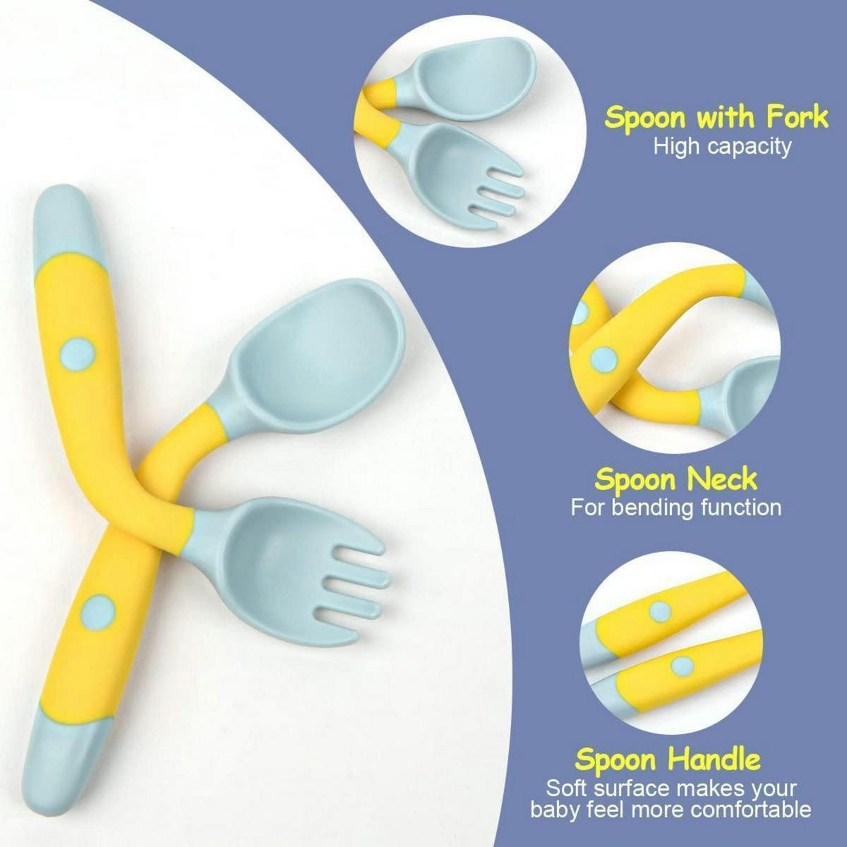 BABYBESTECK 4-teiliges Set BPA-frei Grün Gelb - Multicolor, Kunststoff