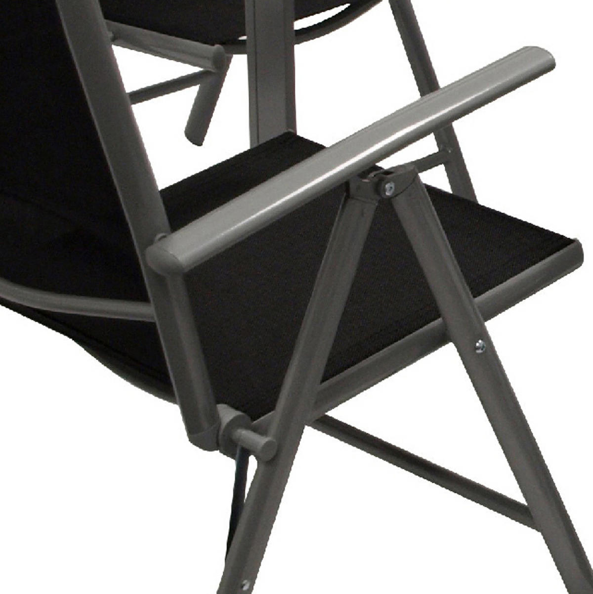 GARTEN-GARNITUR Ashford - 5-teilige Garten-Essgruppe (4x Klappsessel mit Armlehnen, 1x Tisch 70x70cm), Gestelle aus Aluminium grau - Schwarz, Metall - TPFGarden