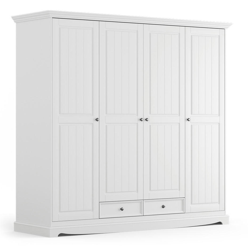 KLEIDERSCHRANK Belluno Elegante Kiefer weiß (RAL9010) lackiert 202 / 64 / 190cm - Weiß, Holz/Metall (202/190/64cm) - Feldmann-Wohnen
