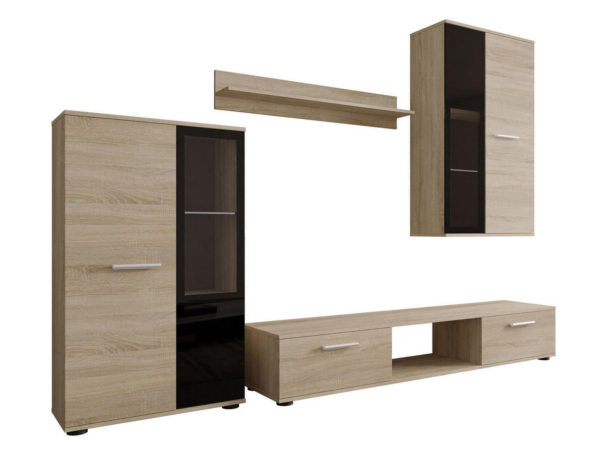 WOHNWAND Salsa - Silberfarben/Sonoma Eiche, Holzwerkstoff (235/180/41cm) - MIRJAN24