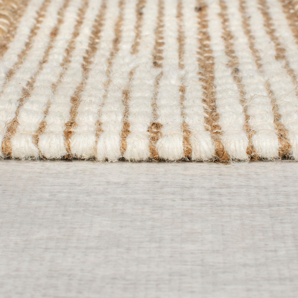 TEPPICH Hoch-Tief Struktur Gestreift, Patchwork-Optik, mit Fransen wendbar, Esszimmer schmutzabweisend Natur-Lila Rechteckig 160x230 - Lila, Textil (230/160cm) - KADIMA DESIGN