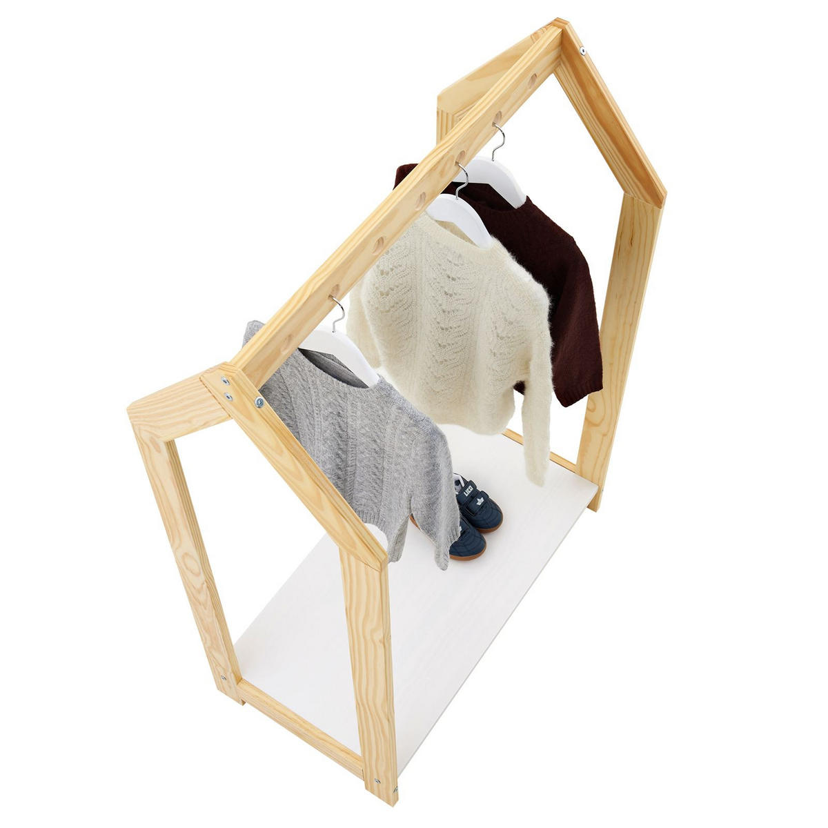 KINDERKLEIDERSTÄNDER SALLY - Naturfarben/Weiß, Holz (78/118/42cm) - IDIMEX