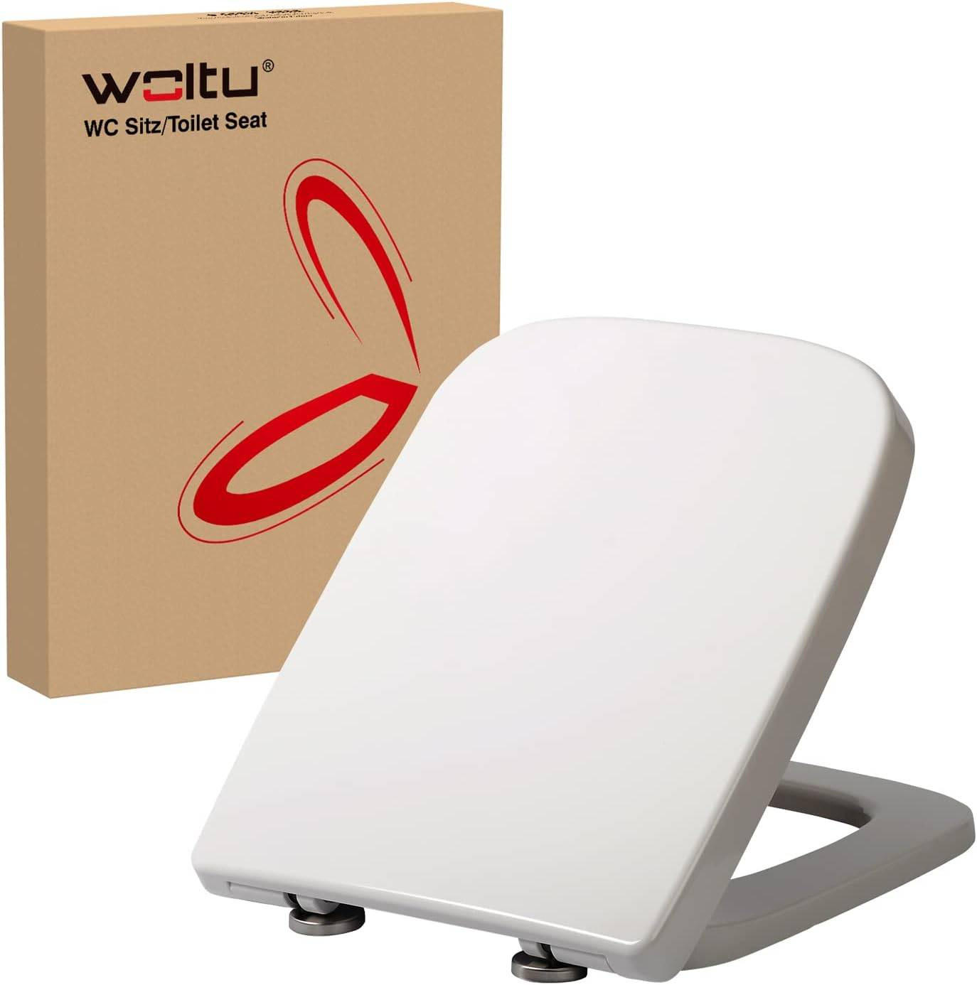 WC SITZ, Toilettendeckel, WC Sitz Eckig Weiß - Weiß, Kunststoff (36/5/45cm) - Woltu