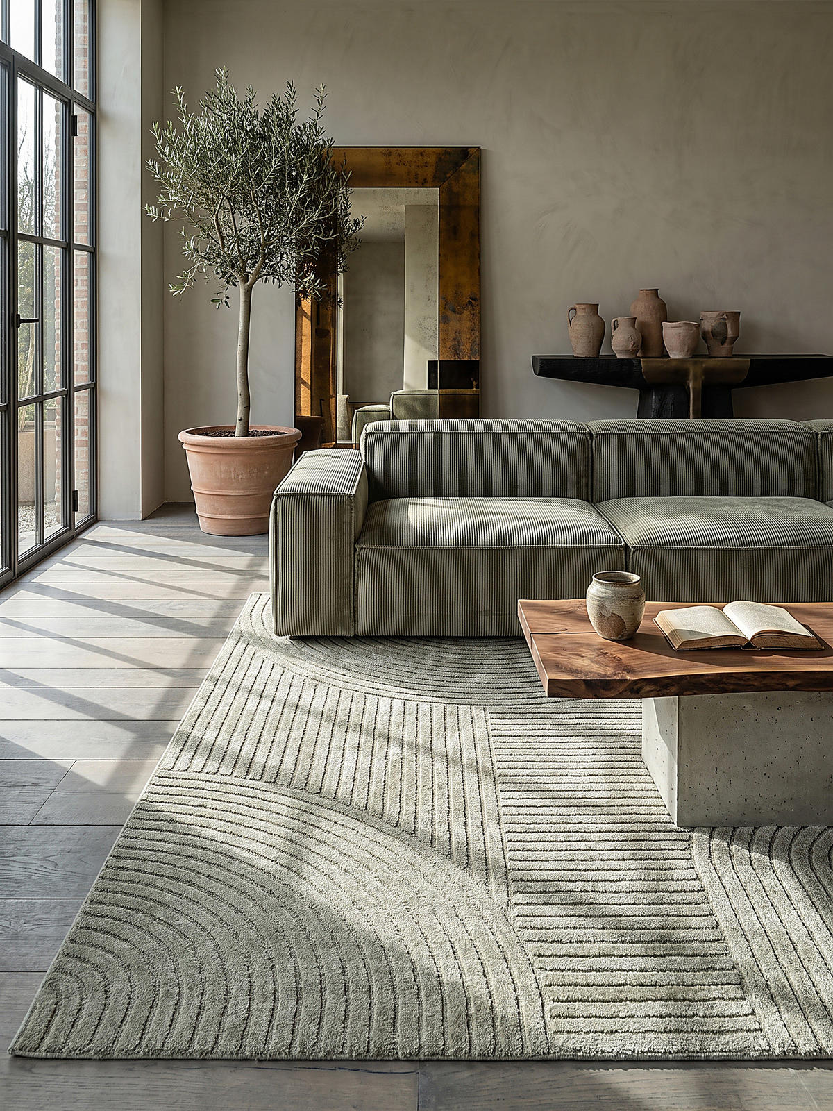KURZFLORTEPPICH Geometrisch CETINA Polypropylen - Grün, Textil (240/340cm) - KADIMA DESIGN