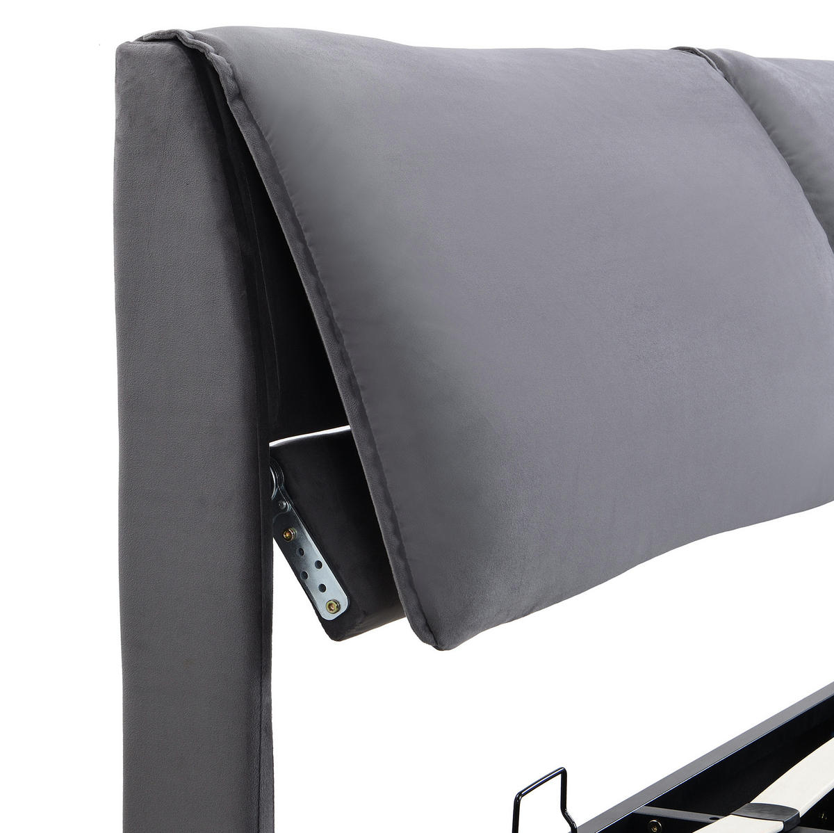 POLSTERBETT 160/200 cm Grau aus Samt mit Bettkasten - Grau, Textil (160/200cm) - OKMYHOME