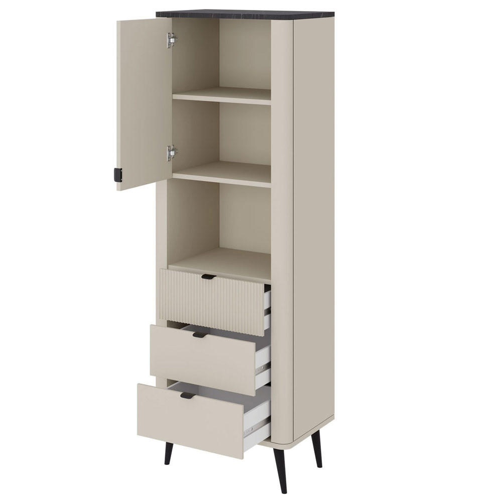 REGAL Marly Kaschmir / Graustein 60 / 40 / 191cm - Kaschmir/Beige, Holz/Holzwerkstoff (60/191/40cm) - Feldmann-Wohnen