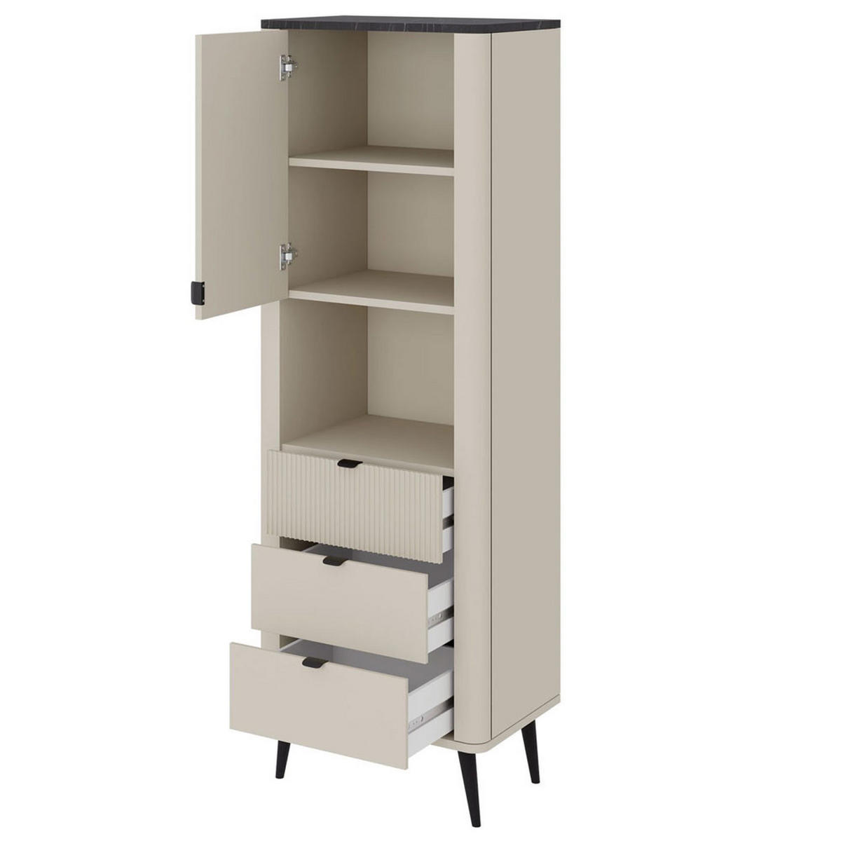 REGAL Marly Kaschmir / Graustein 60 / 40 / 191cm - Kaschmir/Beige, Holz/Holzwerkstoff (60/191/40cm) - Feldmann-Wohnen