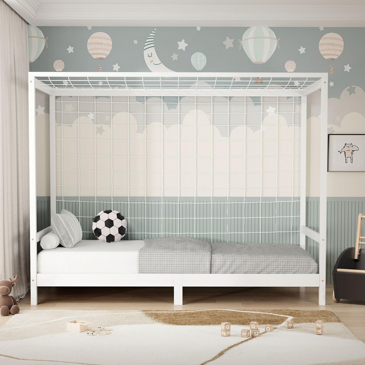 KINDERBETT Fußballtor 90x200 cm Weiß - Weiß, Holz (90/200cm) - ML-DESIGN