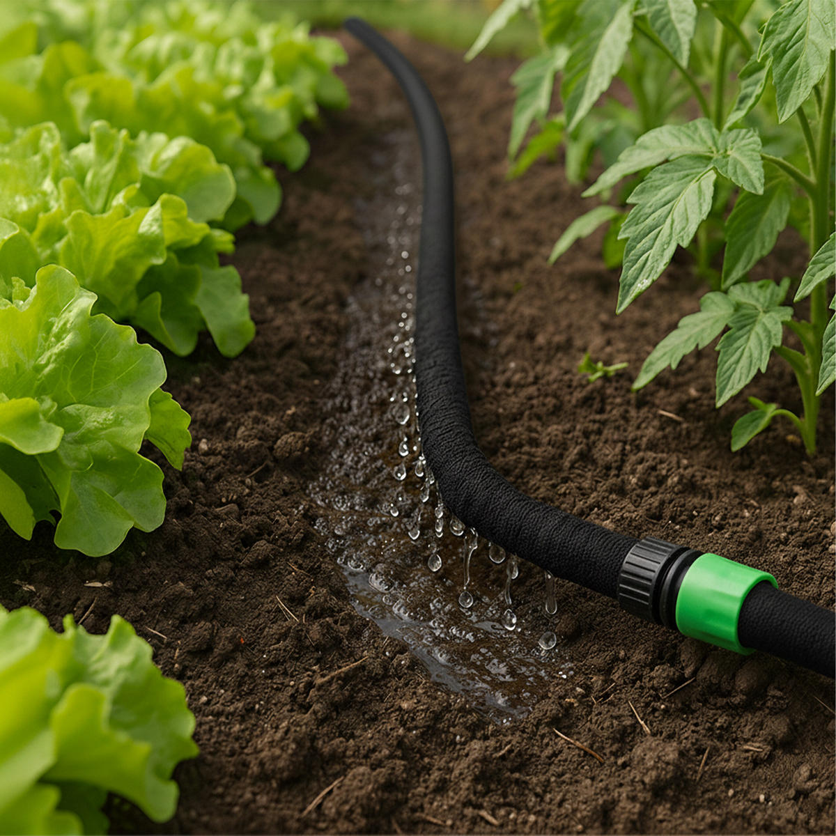 TROPFSCHLAUCH - Schwarz, Kunststoff/Metall (10000cm) - Relaxdays