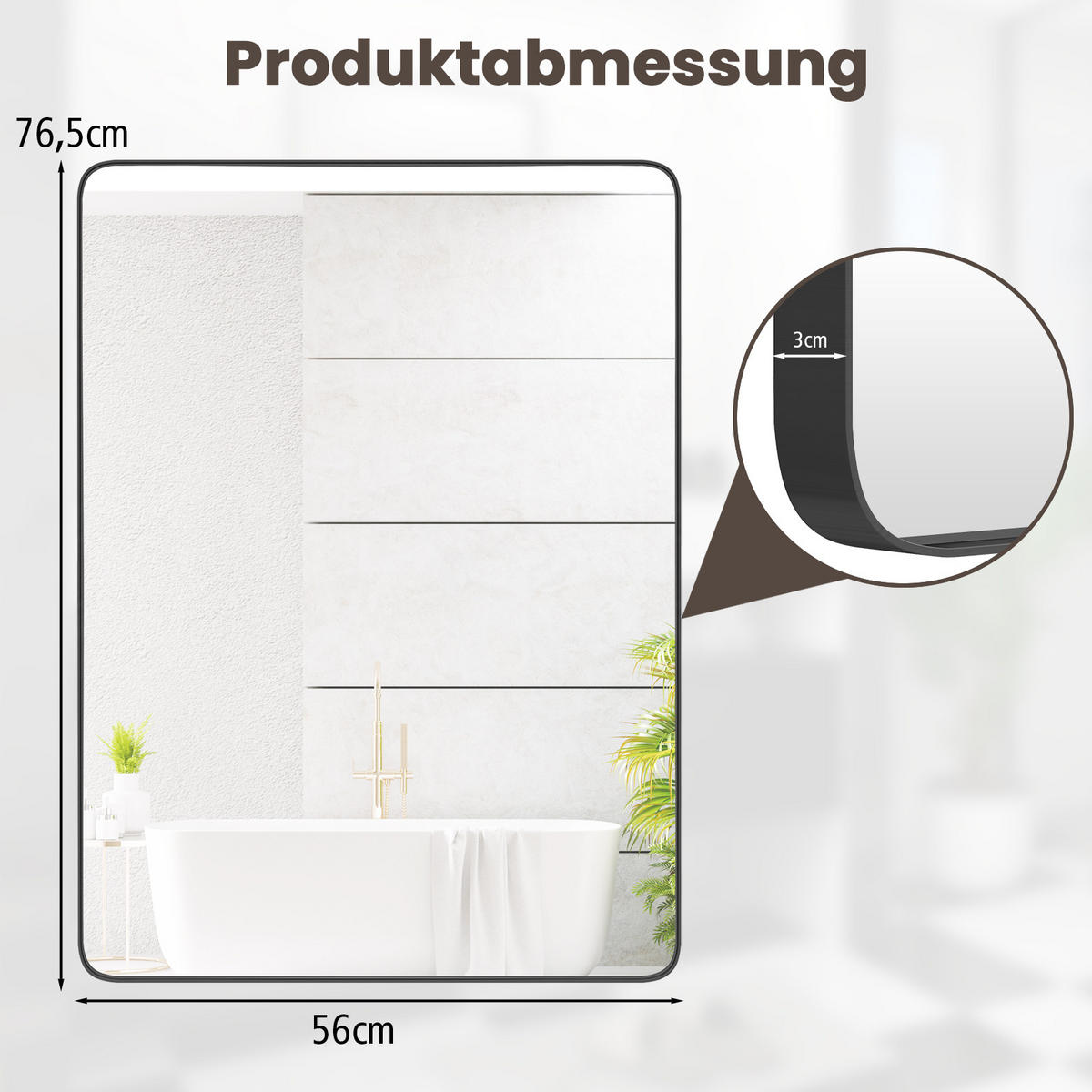 BADEZIMMERSPIEGEL Silber - Silberfarben, Glas (56/3/76cm) - COSTWAY