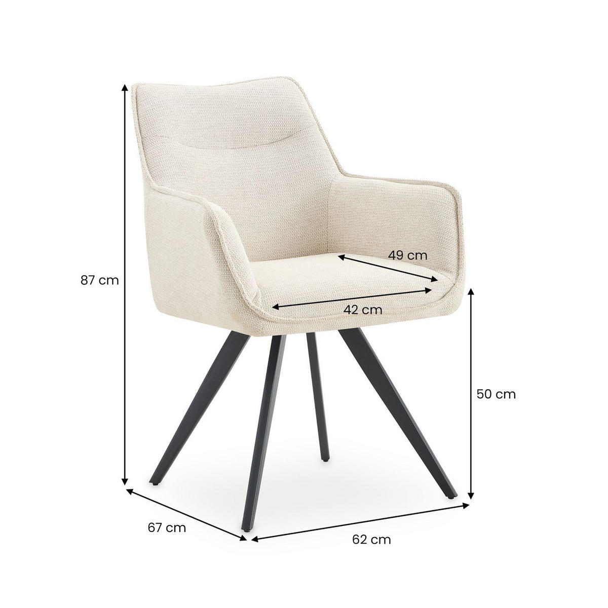 ESSZIMMERSTÜHLE VENICE 2er-Set beige - Beige, Textil (62/87/67cm) - IDIMEX