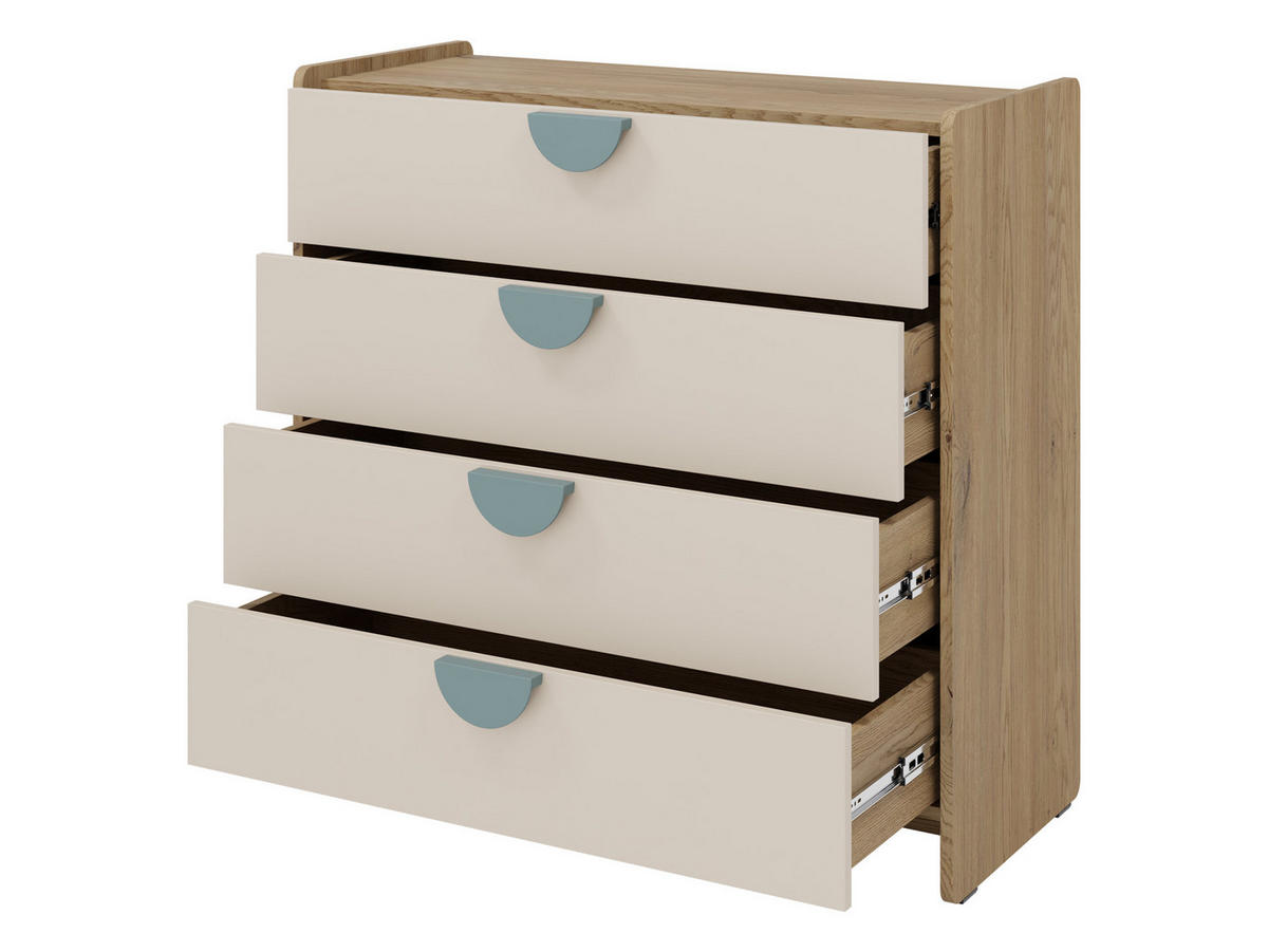 KINDERKOMMODE Lexi 4S 10 - Eichefarben/Rosa, Holzwerkstoff/Kunststoff (94/91/40cm) - MIRJAN24