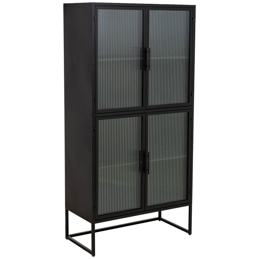 VITRINE aus Metall, schwarz, 80x39x161cm - Schwarz, Metall (80/161/38.5cm) - Wanderlust