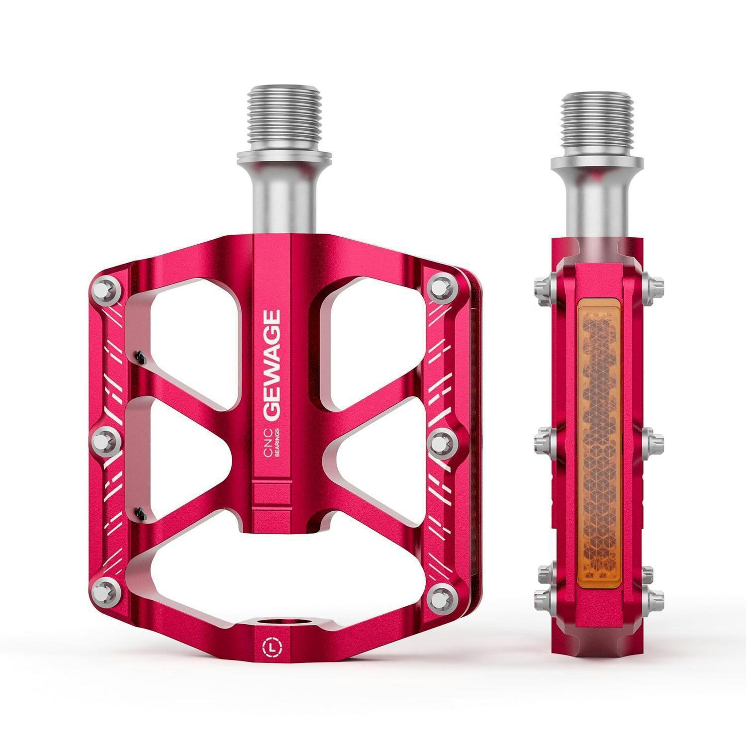 FAHRRAD Pedale Rot Aluminium mit Reflektoren - Rot, Metall (7.4/1.5/11cm)
