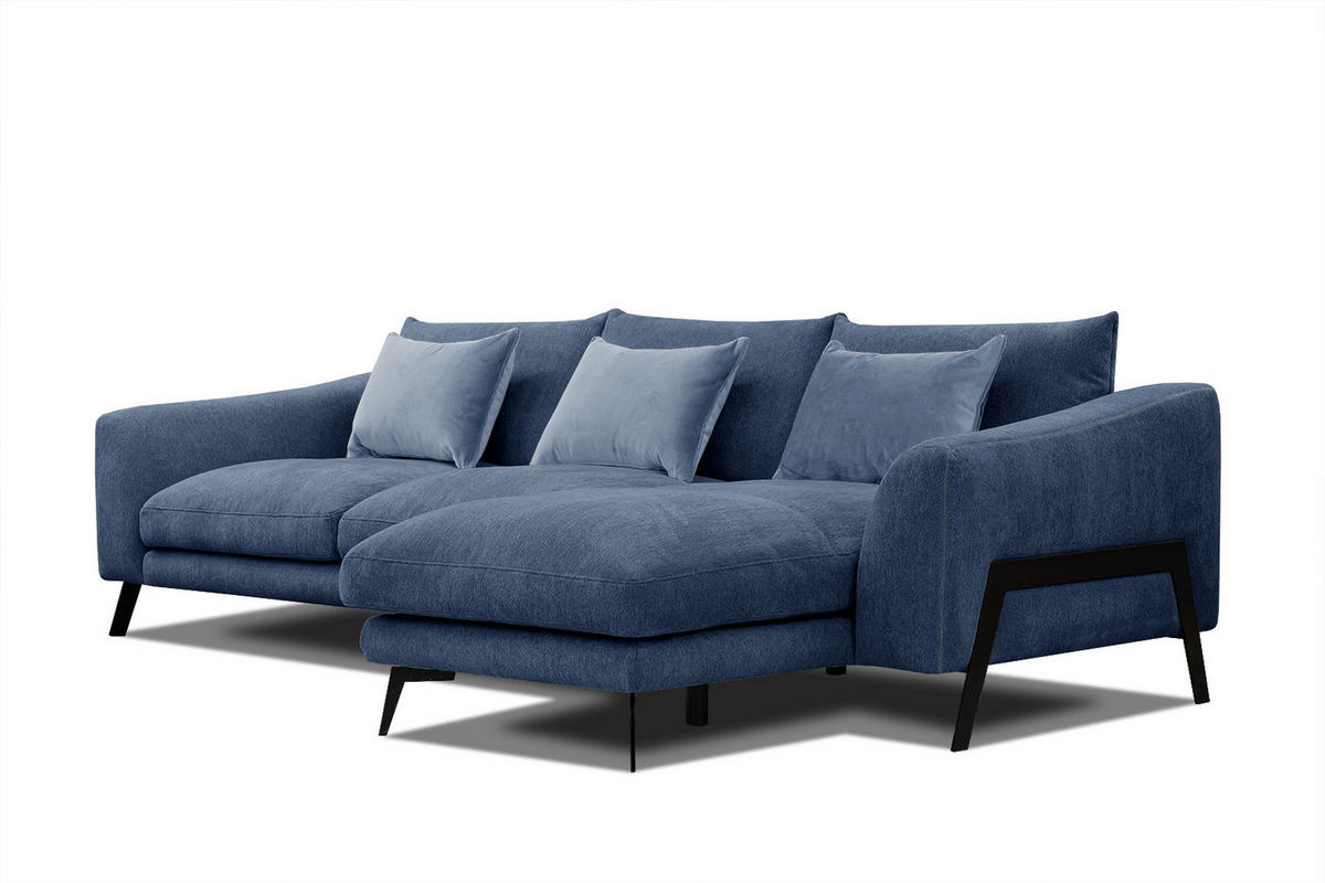 ECKSOFA WINTER 4-Sitzer, dunkelblau - Schwarz/Dunkelblau, Holzwerkstoff/Textil (293/172cm) - Courtois Laville