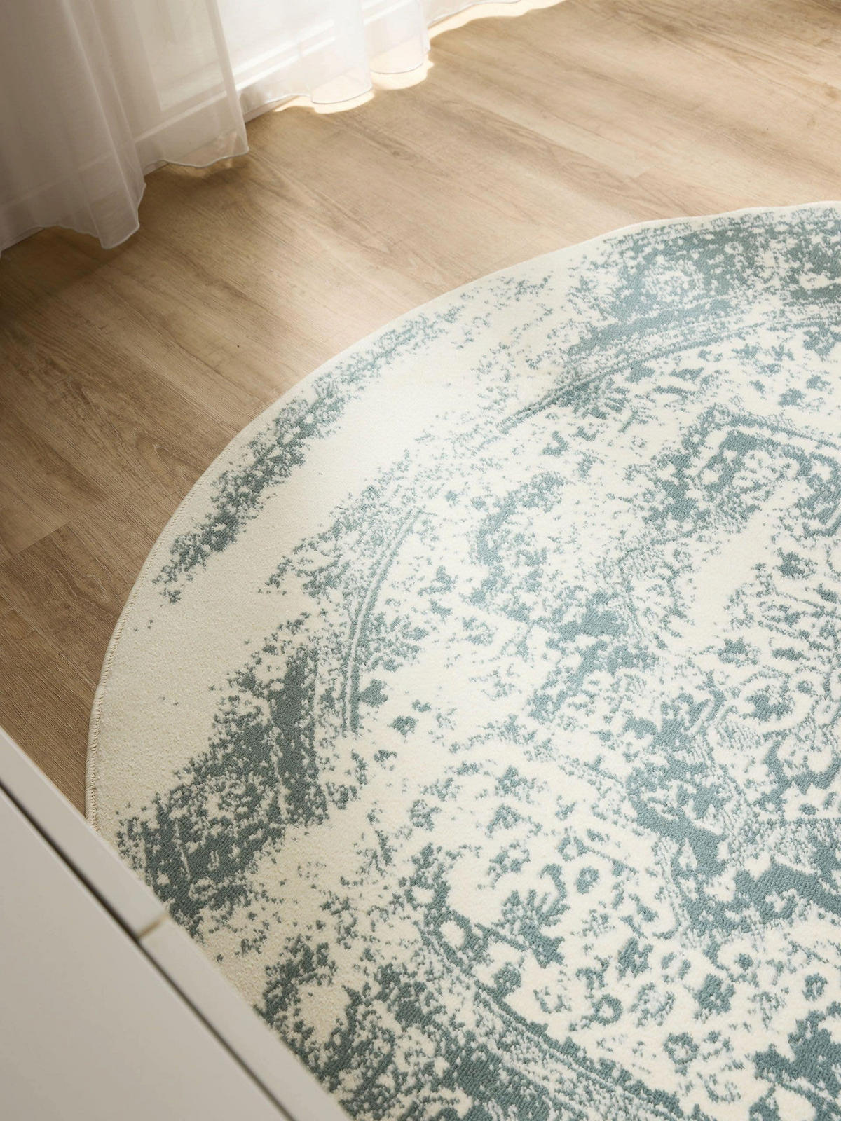 VINTAGE-TEPPICH Suki ø 160 cm rund - Creme/Mintgrün, Kunststoff (160/160cm) - benuta