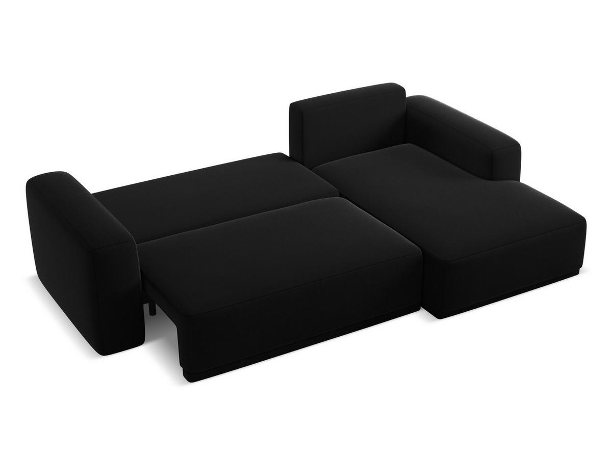 ECKSOFA mit Schlaffunktion Samt Stoff Schwarz - Schwarz, Kunststoff/Textil (258/160cm) - Makamii