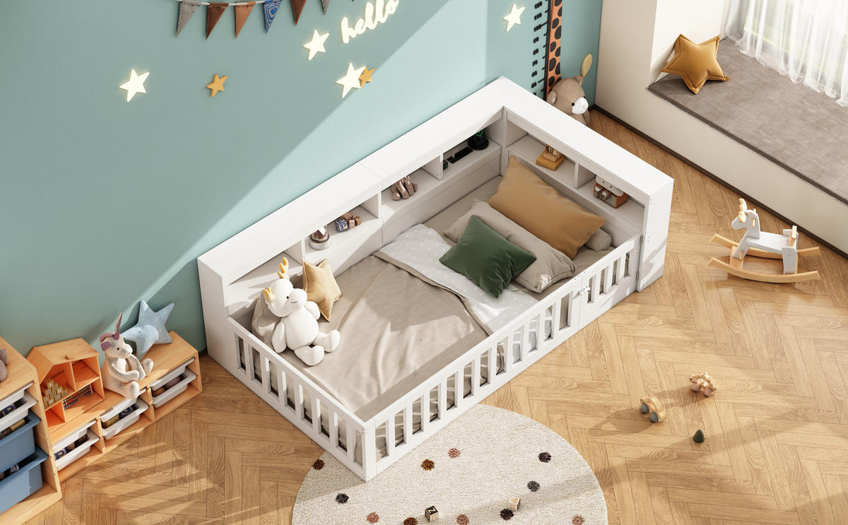 TAGESBETT mit Stauraum und USB 90x200 cm Weiß - Weiß, Holzwerkstoff (90/200cm) - Beauniv