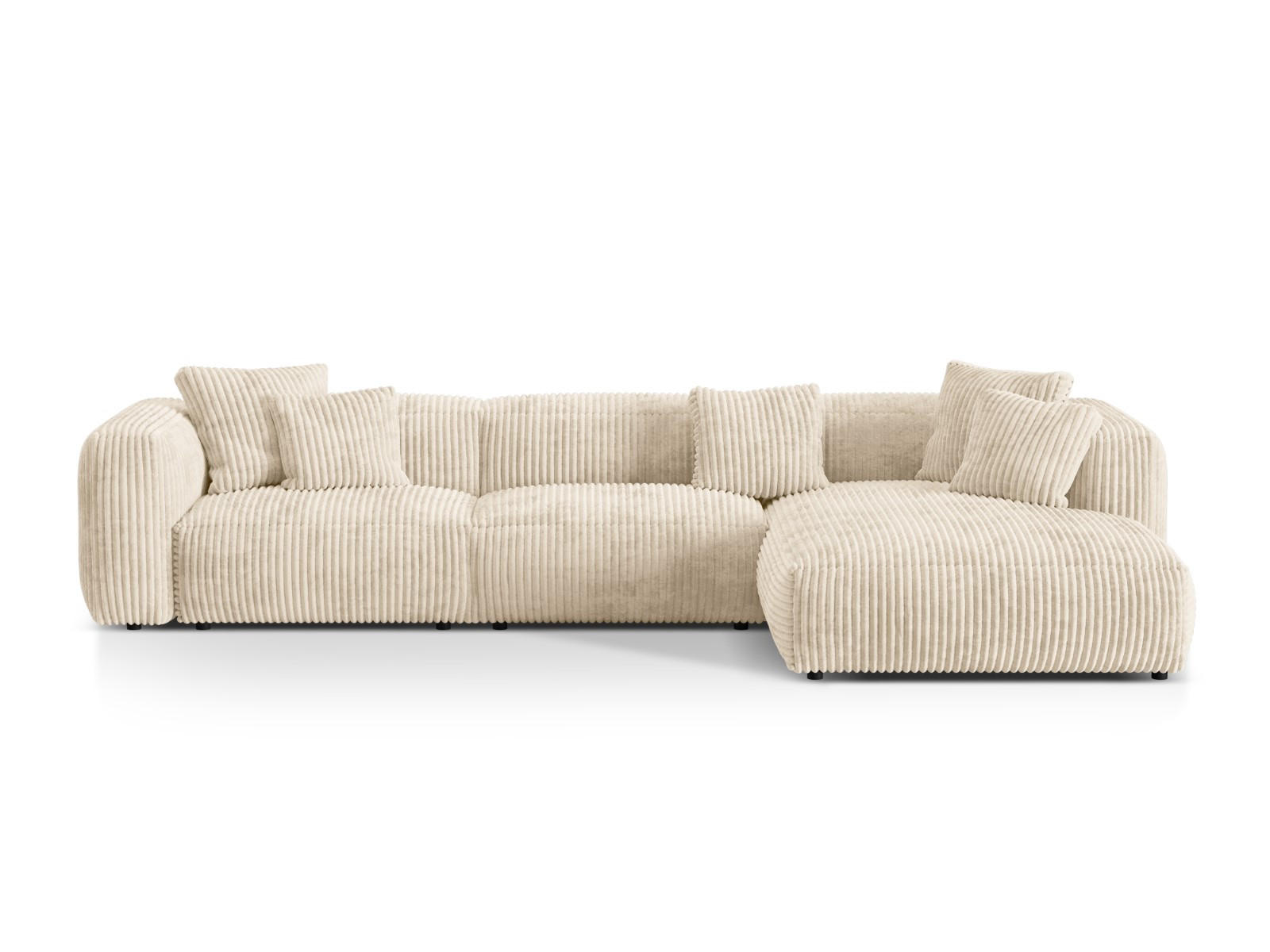 ECKSOFA modular rechts Martina aus Cord leichtes beige 3 Sitzplätze - Creme, Textil (176/332cm) - Micadoni