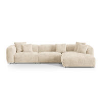 ECKSOFA modular rechts Martina aus Cord leichtes beige 3 Sitzplätze - Creme, Textil (176/332cm) - Micadoni