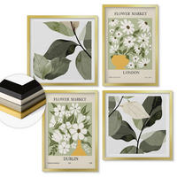 WANDBILDER 4er Set - 50x50 cm & 40x60 cm Goldrahmen - Blumenmuster London Dublin - Goldfarben, Kunststoff (50/50cm) - ArtPrintCave