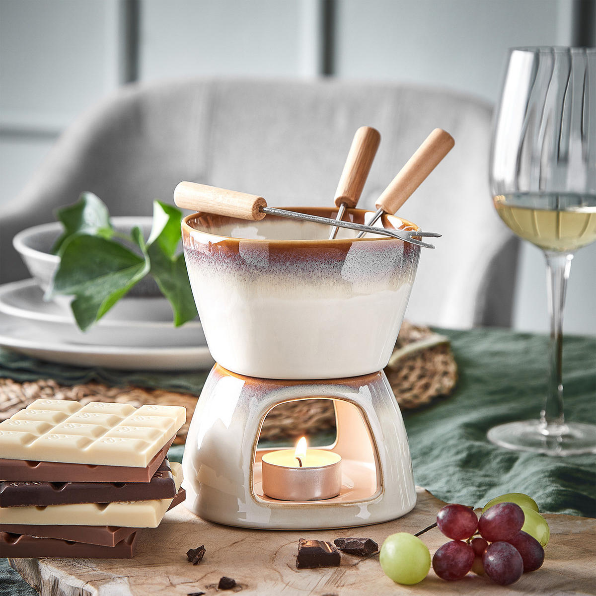 SCHOKOLADEN-FONDUE Au Chocolat - Beige, Keramik (11/13cm) - Butlers