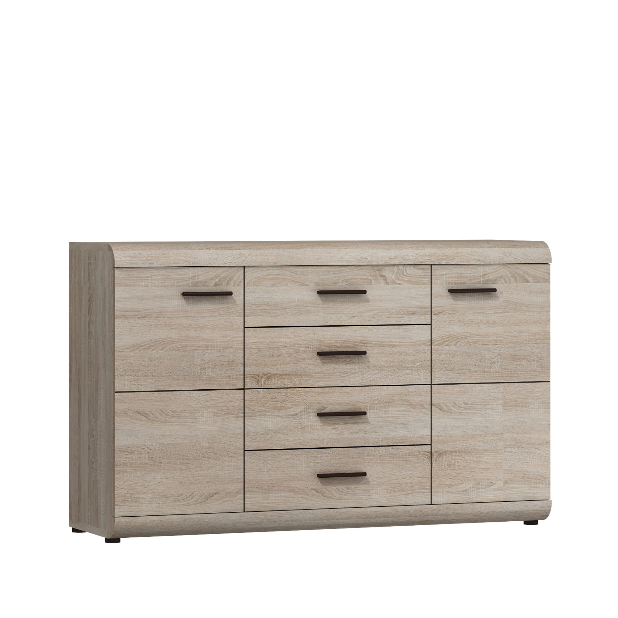 SIDEBOARD LYNGDAL KOM2 MDF-Leiste Eiche Sonoma Eiche Sonoma - Sonoma Eiche, Glas/Holzwerkstoff (140/87/42cm) - Komodee