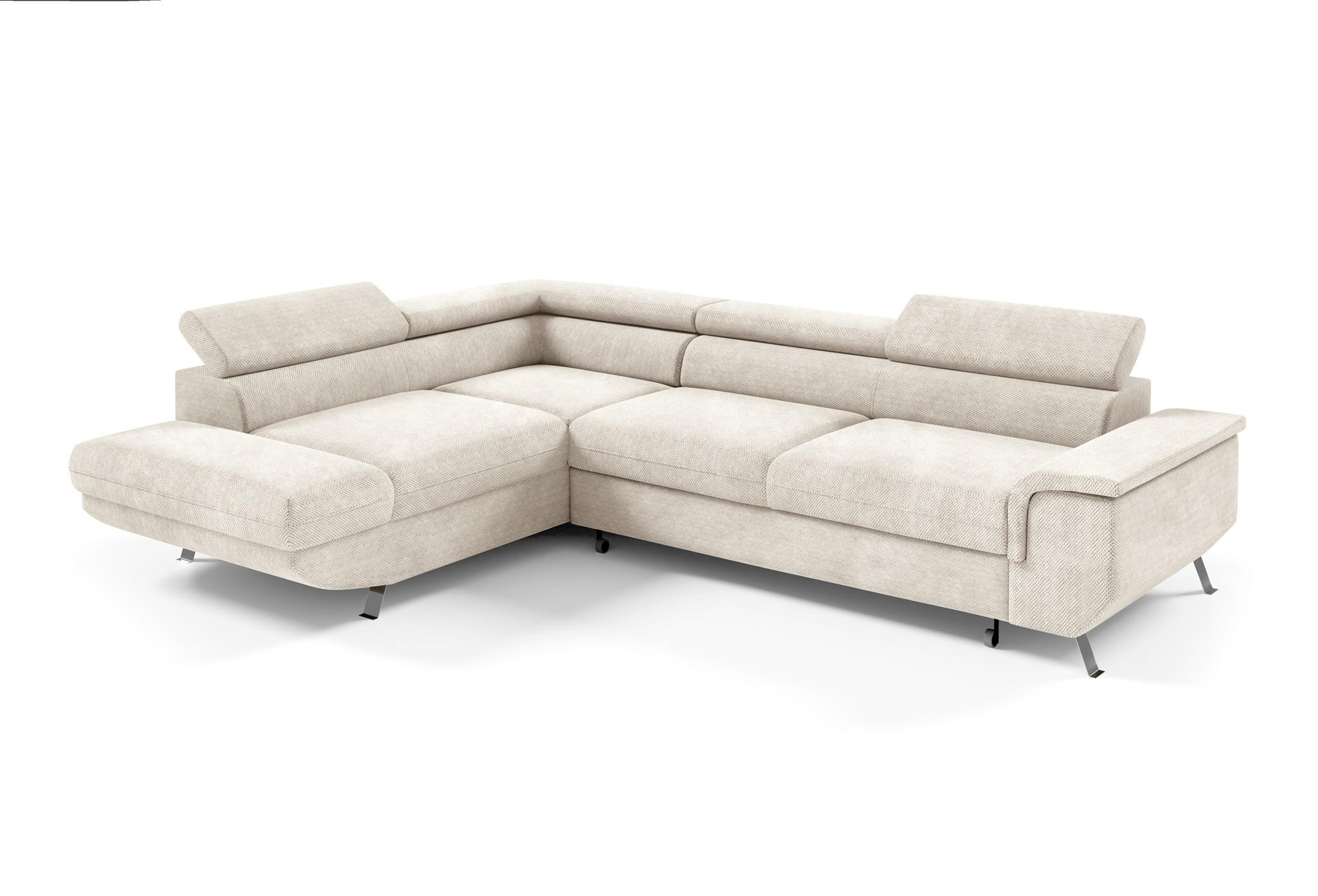 ECKSOFA Plato Mit Schlaffunktion - Creme, Holzwerkstoff/Textil (268/202cm) - Fun Möbel