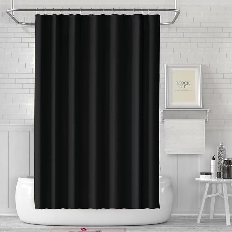 DUSCHVORHANG PEVA Kunststoff wasserdicht unifarben mit Haken Badezimmer - Schwarz, Kunststoff (180/180cm) - MCBOSON