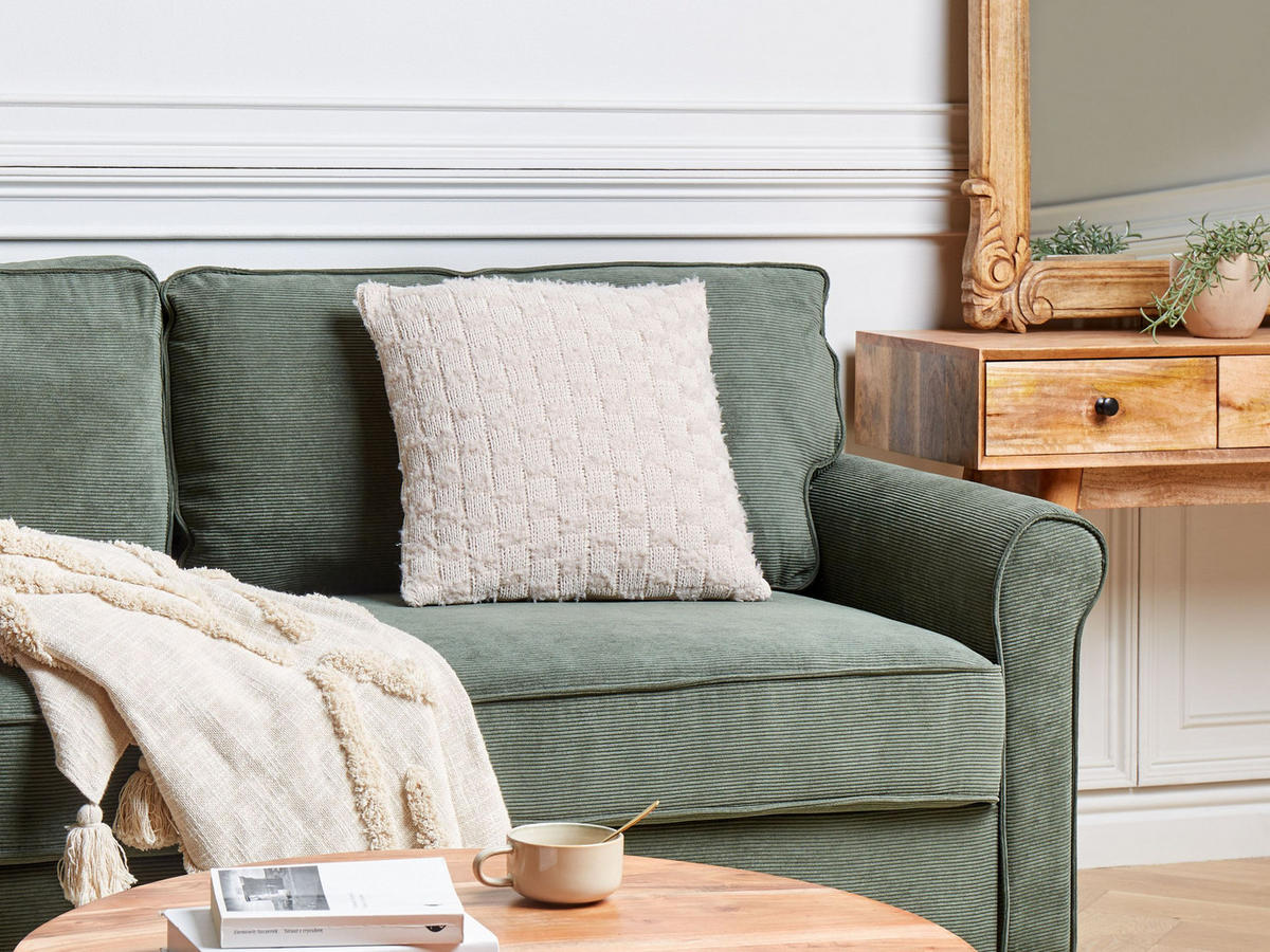 DEKOKISSEN Beige 45/45 cm Basalim - Pink/Beige, Textil (45/45cm) - Beliani