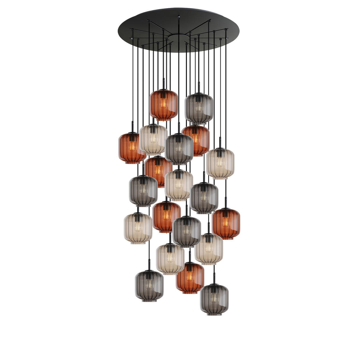 GALERIELEUCHTE Velo 20-flammig Mehrfarbig Ø 20cm - Multicolor/Schwarz, Glas (20/20/20cm) - s.luce