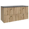WASCHBECKENUNTERSCHRANK Saros 4 Schubladen Eiche mit Grau - 120 x 45 x 61 cm - Eichefarben, Holz (120/61/45cm) - Badplaats