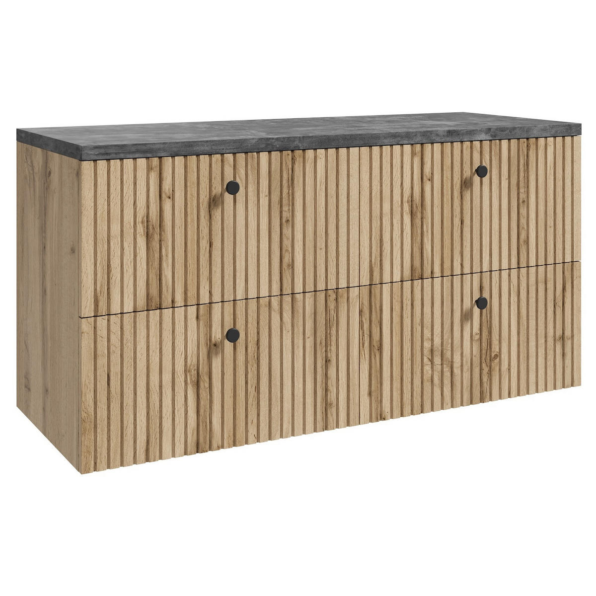 WASCHBECKENUNTERSCHRANK Saros 4 Schubladen Eiche mit Grau - 120 x 45 x 61 cm - Eichefarben, Holz (120/61/45cm) - Badplaats