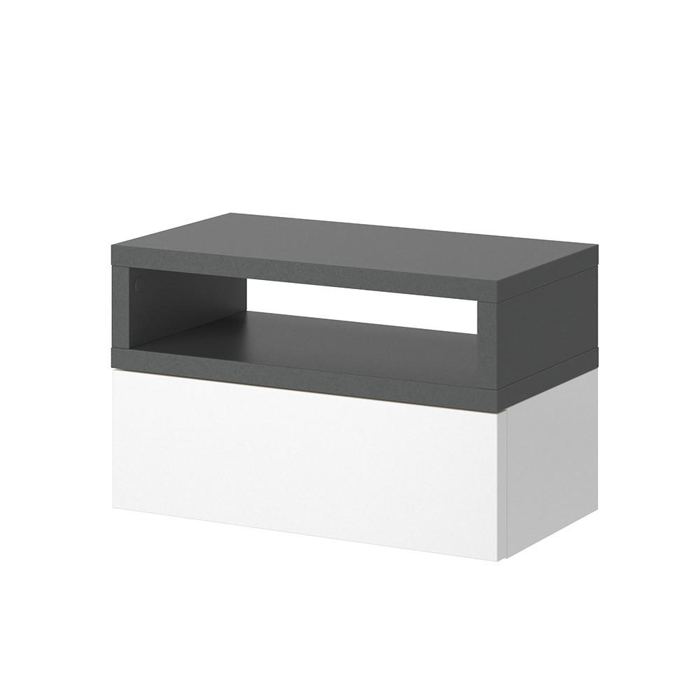 NACHTTISCH Urbano Anthrazit 45 x 28 cm - Anthrazit/Weiß, Holzwerkstoff (45/28/25.3cm) - Vicco
