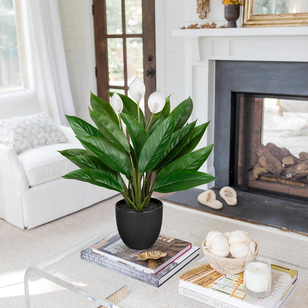 KUNSTPFLANZE Calathea Buschig mit 22 Blättern 43 cm Grün - Grün, Kunststoff (36cm)