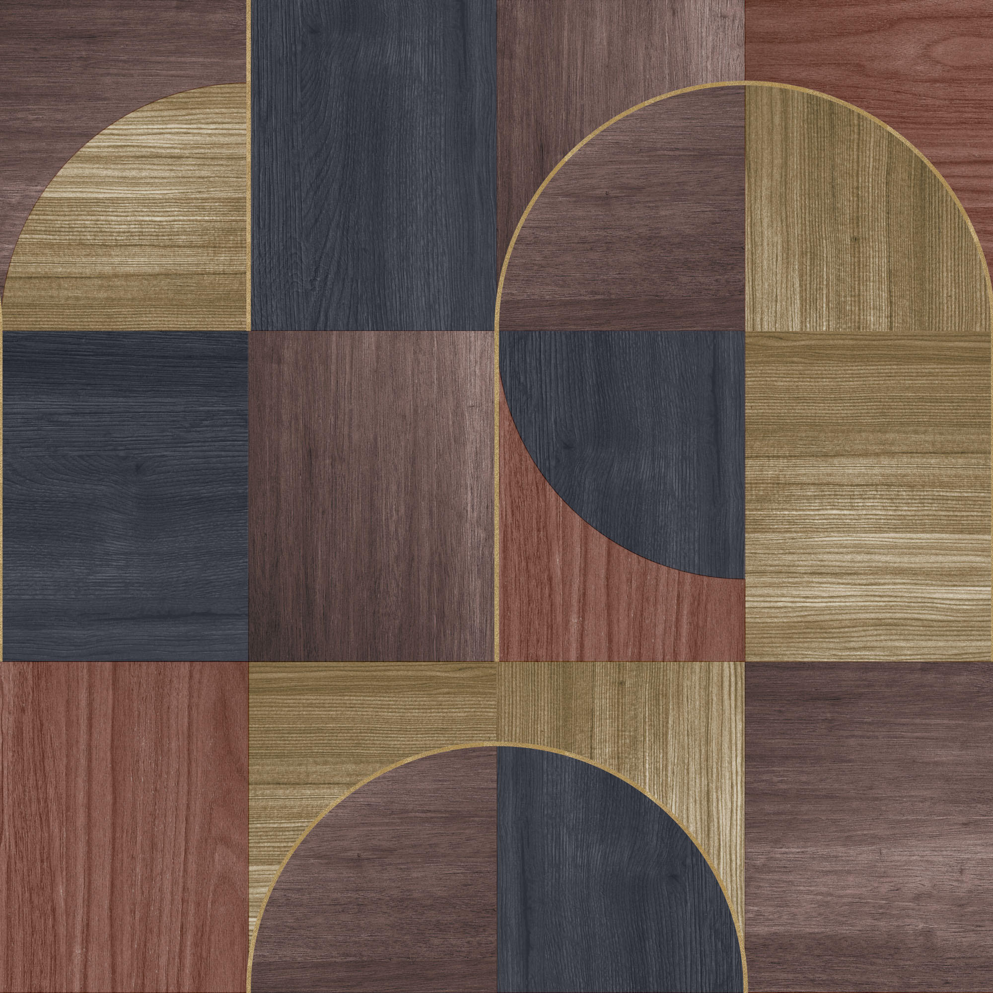 VLIESTAPETE Holzkreise dunkel - Braun, Papier/Kunststoff (52/1000cm) - Easy Decor