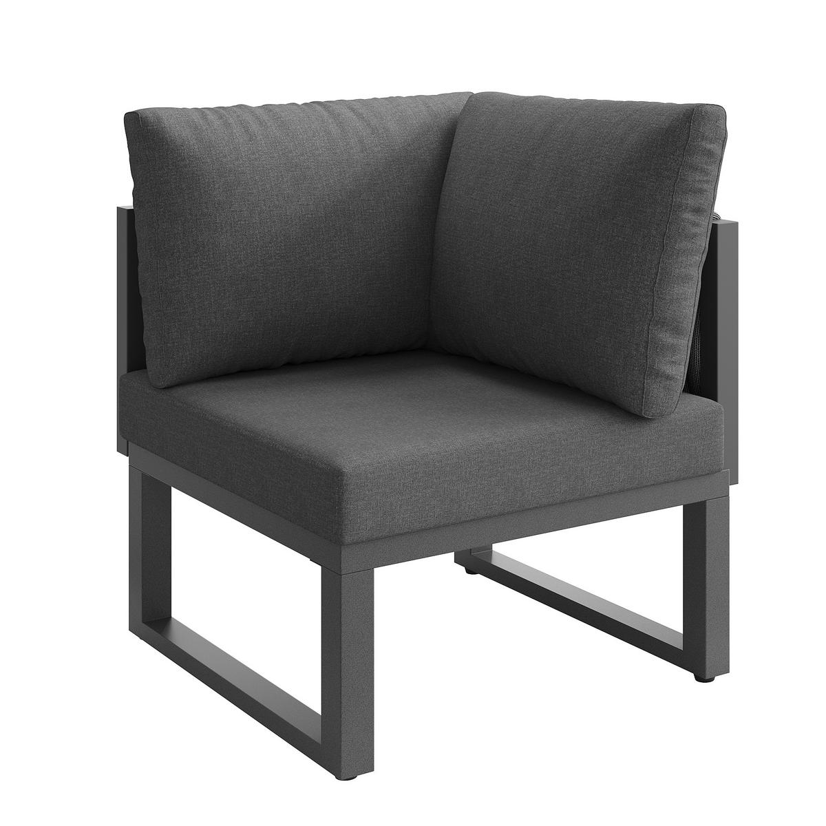 LOUNGEGARNITUR aus Metall & Polyester Grau mit 5-fach verstellbaren Rückenlehnen - Grau, Metall - Modfu