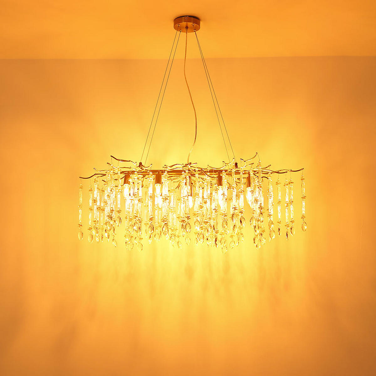 KRONLEUCHTER Glaskristall 10 flammig - Goldfarben, Glas (100/60/120cm) - Globo Lighting