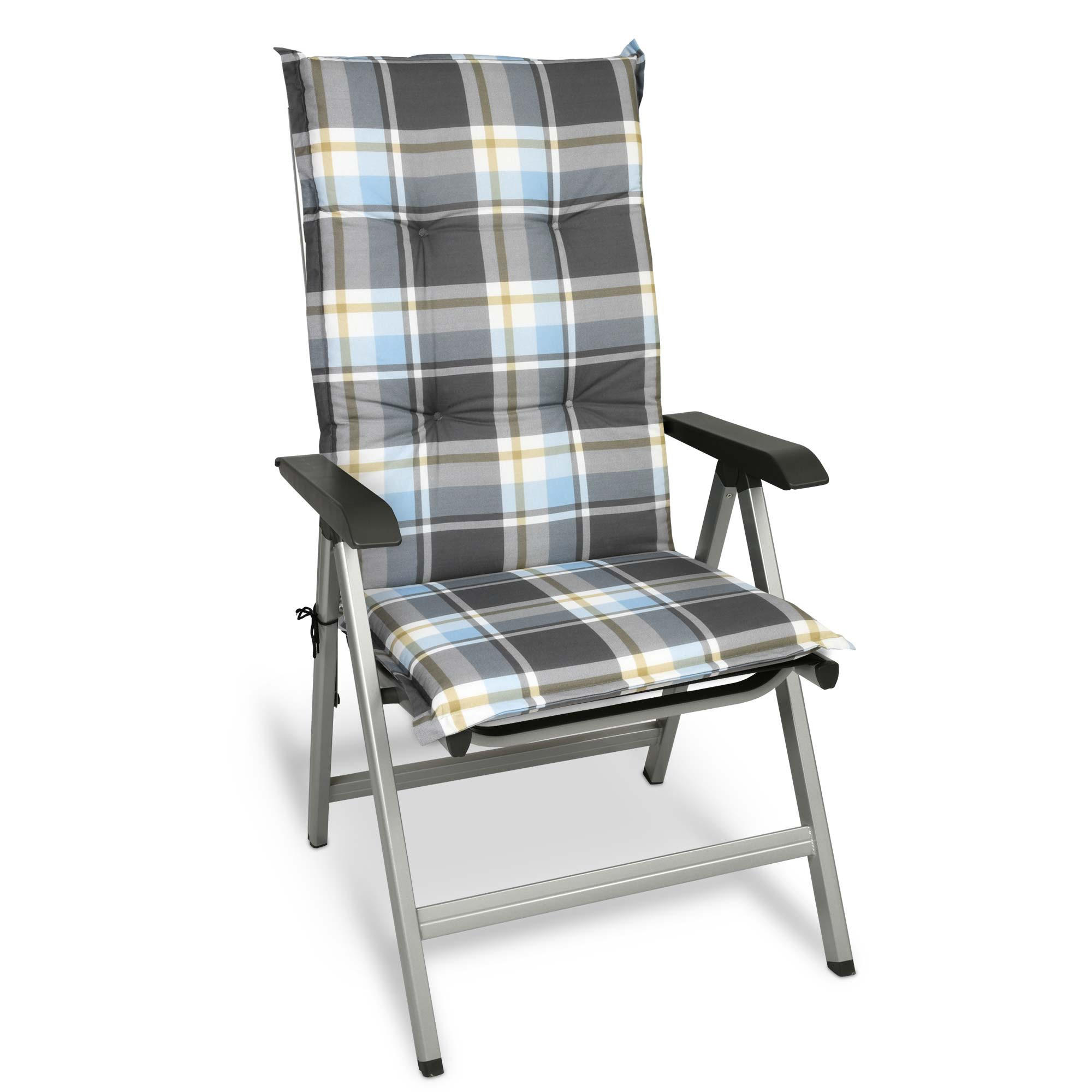 HOCHLEHNERAUFLAGE Sunny BK 120/50/6cm Blau-Kariert - Blau, Textil (50/6/120cm) - Beautissu 