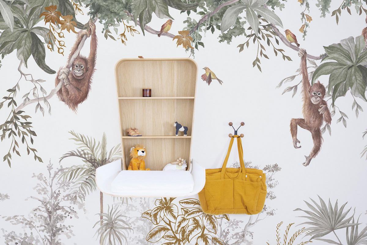 VLIESTAPETE Indonesischer Wald mit Affen. 4 m x 3 m, grün/braun - Multicolor, Papier (300/200cm) - Lilipinso