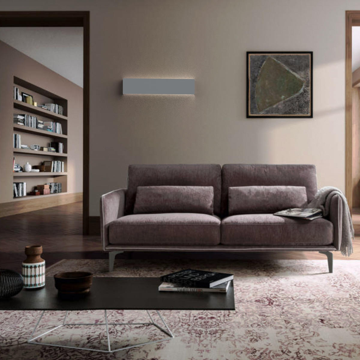 LED-WANDLEUCHTE - Grau, Metall (50.4/11/3.6cm) - Lumicom