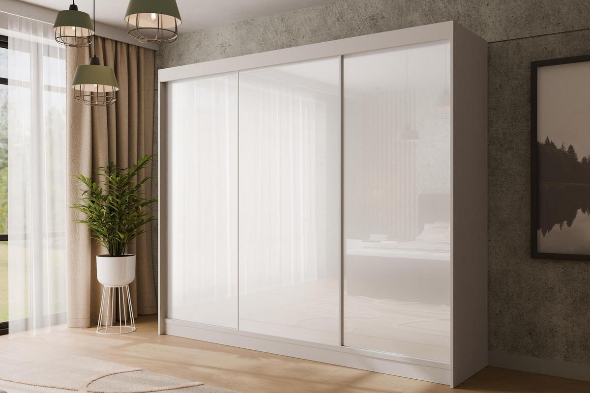 KLEIDERSCHRANK PEKA - 250 cm - Weiß - Weiß, Holzwerkstoff (250/215/61cm) - ALTDECOR