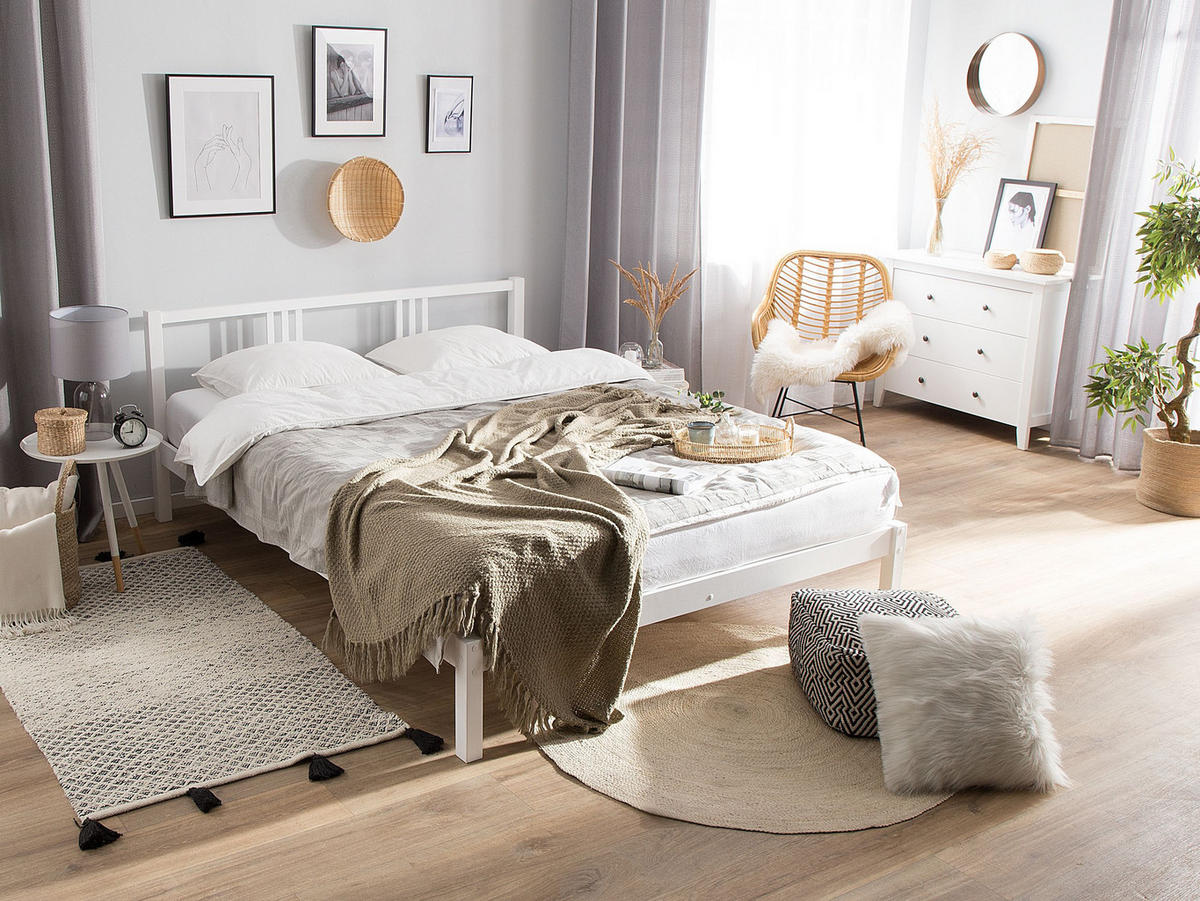 BETT mit Lattenrost 140x200 cm Weiß Vannes - Weiß, Holz (140/200cm) - Beliani