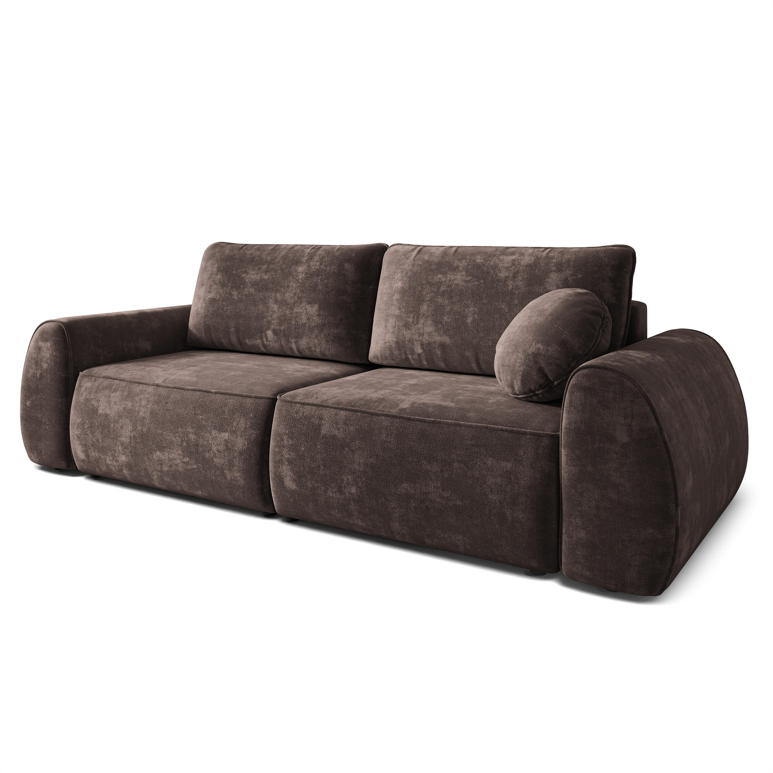 BETTSOFA ZEFEO Braun Chenille-Stoff mit Schlaffunktion - Braun, Textil (264/96/106cm) - MASSENO