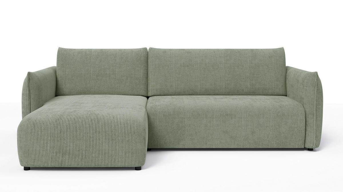 ECKSOFA TAUER 3-Sitzer rechts, mint - Schwarz/Grün, Holz/Textil (248/173cm) - Courtois Laville