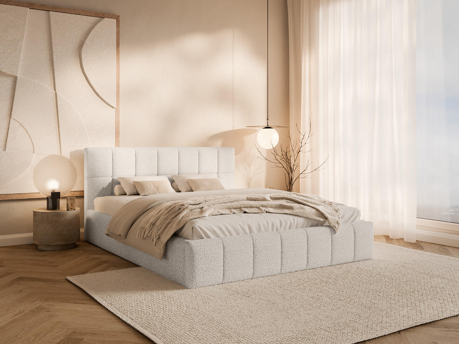 POLSTERBETT Moura 140x200 cm, Weiß - Weiß, Textil (140/200cm) - Fedve