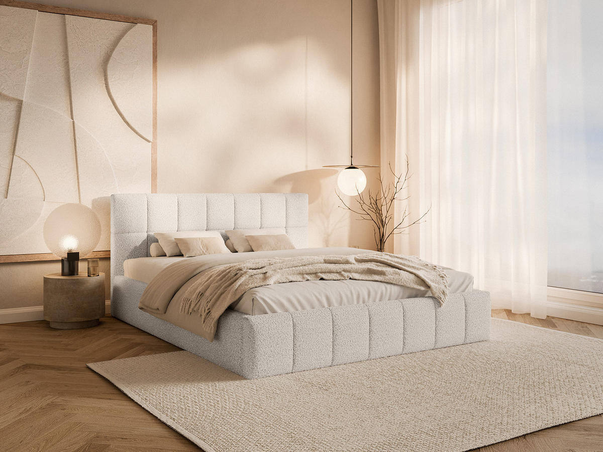 POLSTERBETT Moura 180x200 cm, Weiß - Weiß, Textil (180/200cm) - Fedve