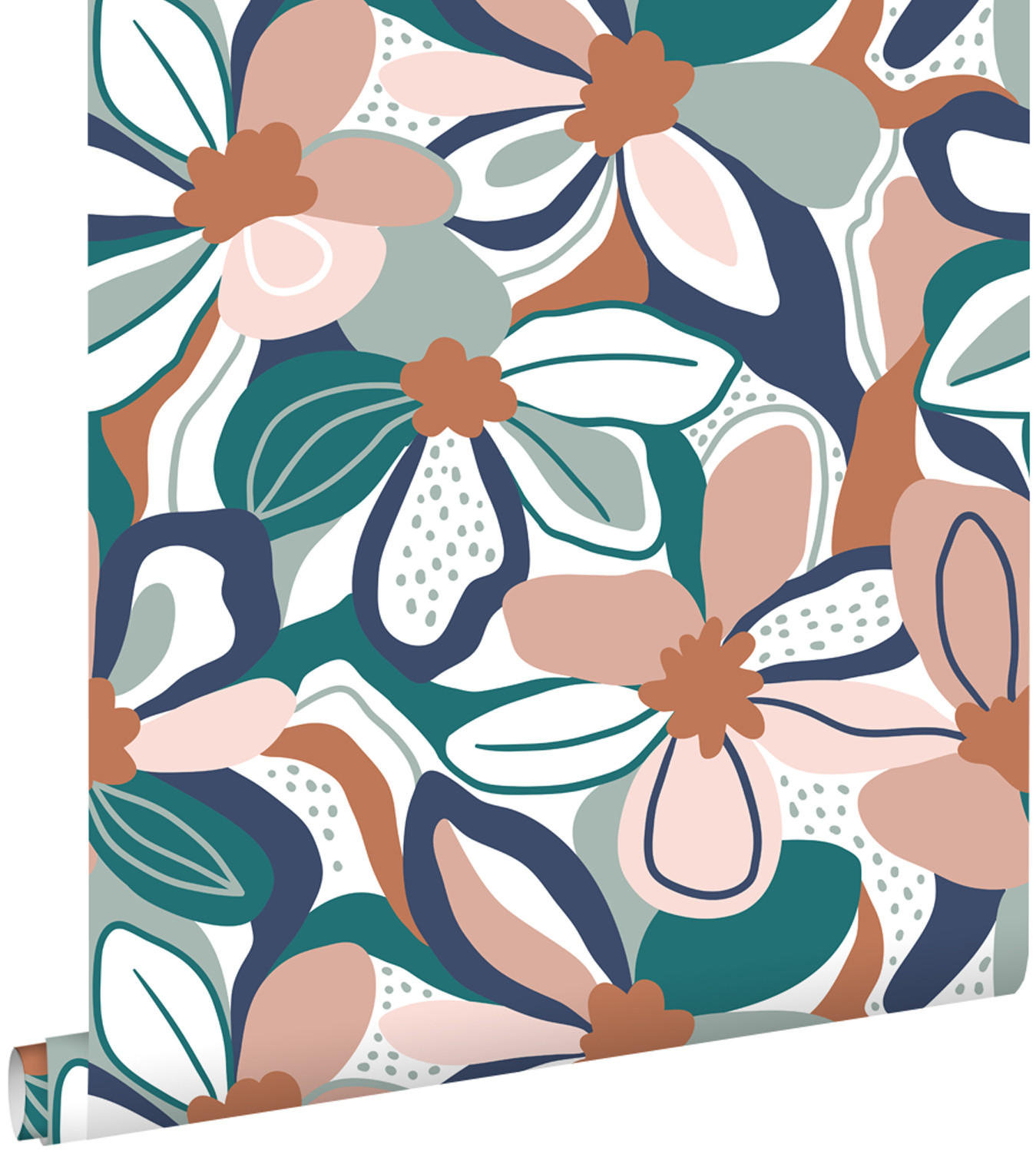 TAPETE Blumenmuster 50 x 900 cm - Pink, Papier (50/900cm) - ESTAhome