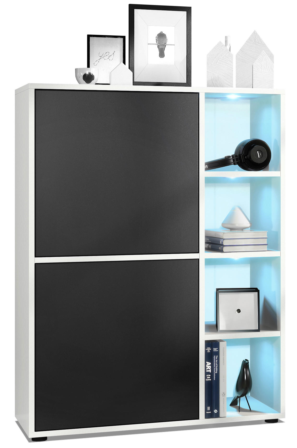 HIGHBOARD Cuba Türen in Schwarz matt - Schwarz, Holzwerkstoff (79/105.5/35.5cm) - Vladon
