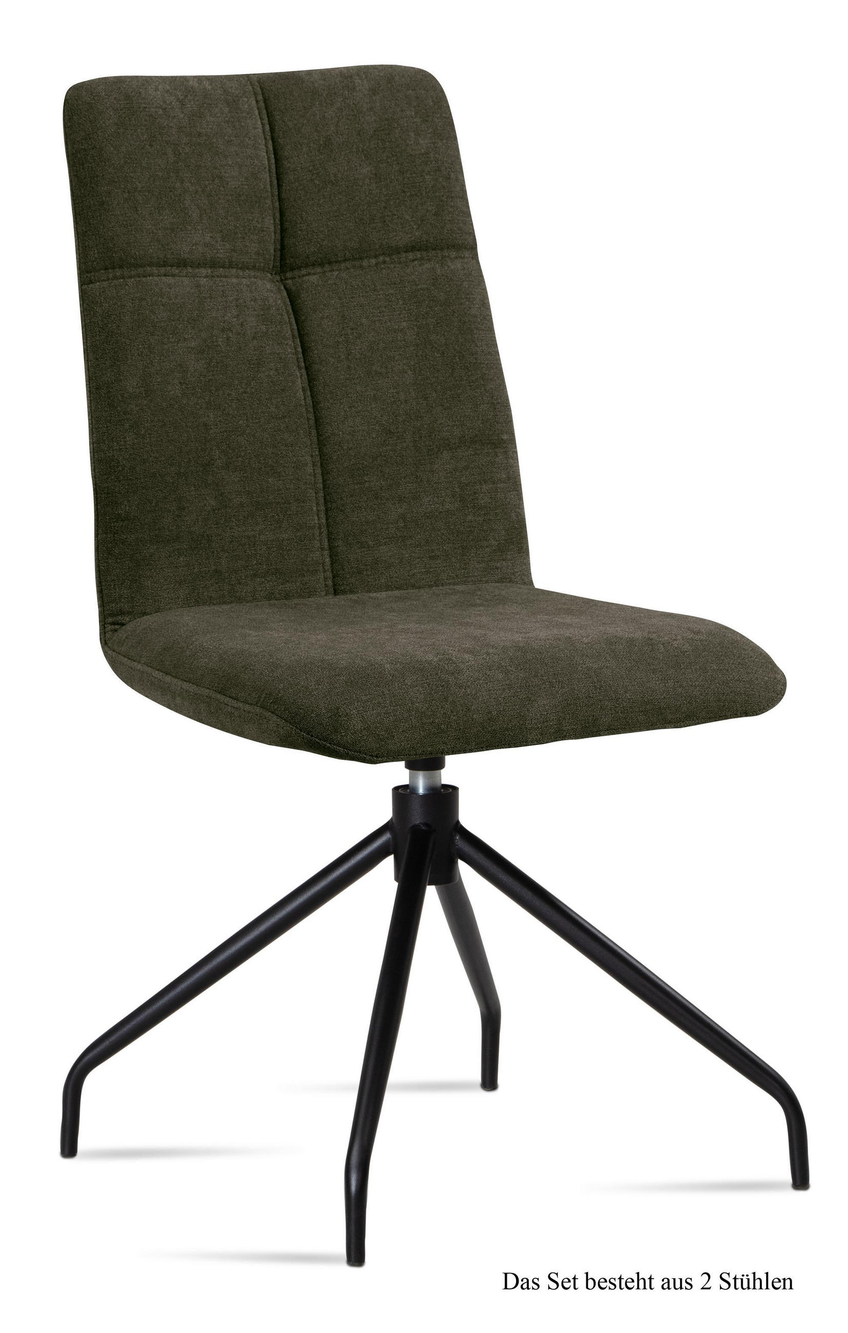 ESSZIMMERSTUHL drehbar (2er-Set) Dniren 47x92x60 Schwarz/Khaki - Dunkelgrün/Schwarz, Kunststoff (60/92/47cm) - 58aufmkessel